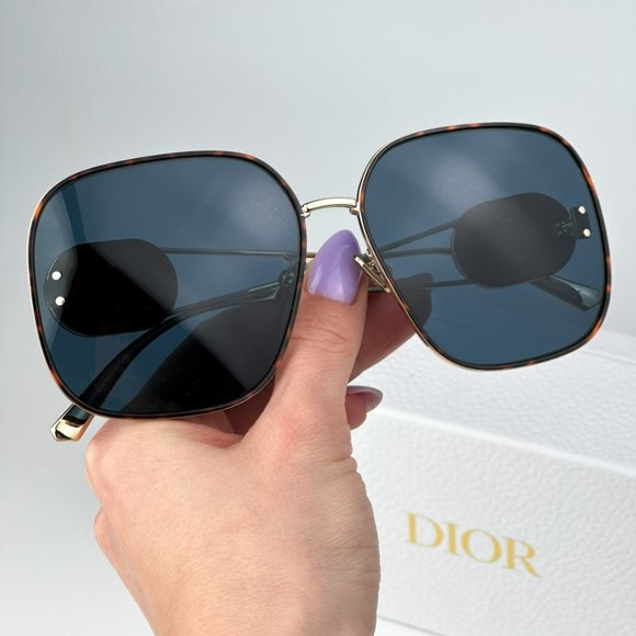 Dior DIORBOBBY S1U B5B0 BRAND NEW Sunglasses Gold Havana Blue Women Oversized - Picture 3 of 14